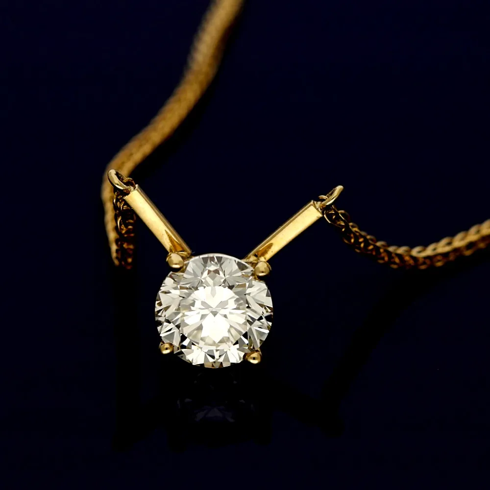 18ct Yellow Gold Certificated 1.50ct Diamond Solitaire Pendant Necklace