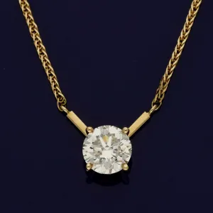 18ct Yellow Gold Certificated 1.50ct Diamond Solitaire Pendant Necklace