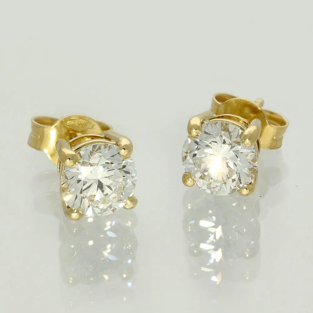 18ct Yellow Gold Certificated 2ct Laboratory-Grown Diamond Stud Earrings