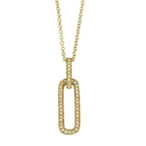 18ct Yellow Gold Diamond Paper Clip Pendant Necklace