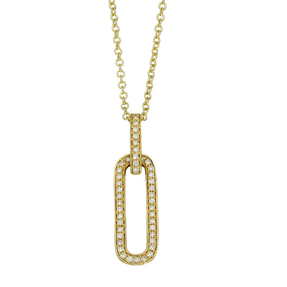 18ct Yellow Gold Diamond Paper Clip Pendant Necklace