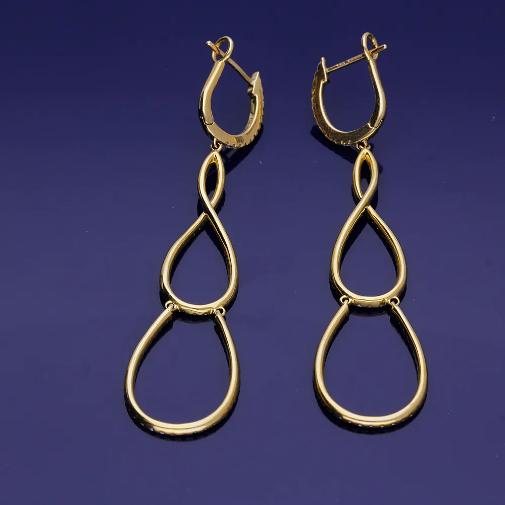 18ct Yellow Gold Diamond Pear Drop Hoop Earrings