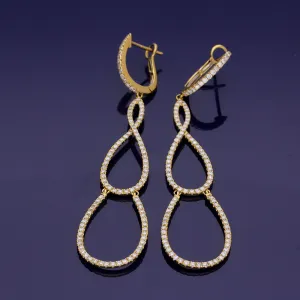 18ct Yellow Gold Diamond Pear Drop Hoop Earrings