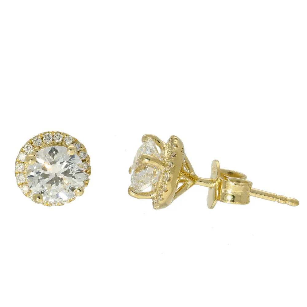 18ct Yellow Gold Laboratory-Grown Diamond Halo Stud Earrings 1.59ct