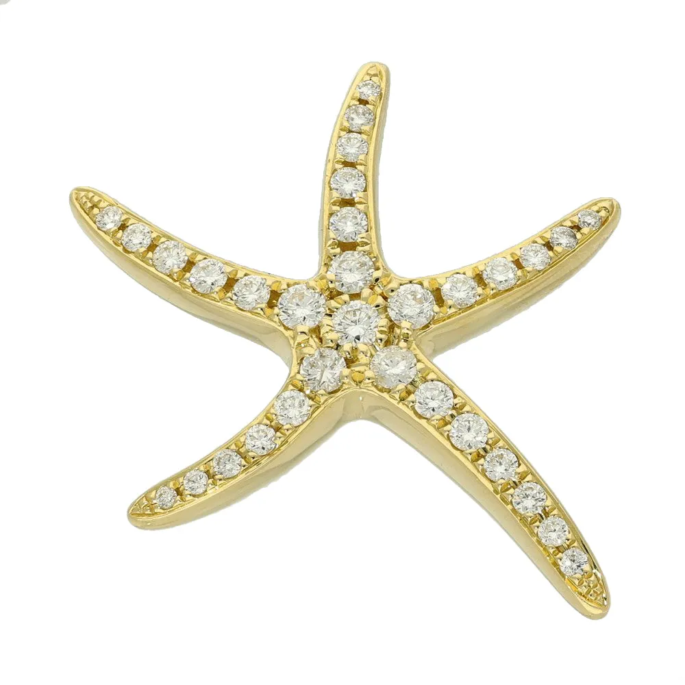 18ct Yellow Gold Pave Diamond Starfish Pendant