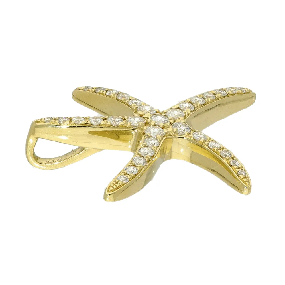 18ct Yellow Gold Pave Diamond Starfish Pendant