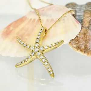 18ct Yellow Gold Pave Diamond Starfish Pendant