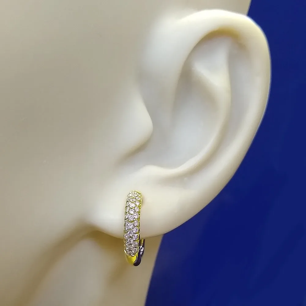 18ct Yellow Gold Pave Set Diamond Hoop Earrings 15mm