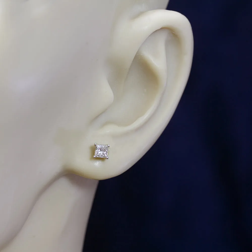 18ct Yellow Gold Princess Cut Diamond Stud Earrings 0.50ct