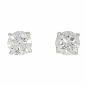 18ct White Gold 1.01ct Solitaire Diamond Stud Earrings