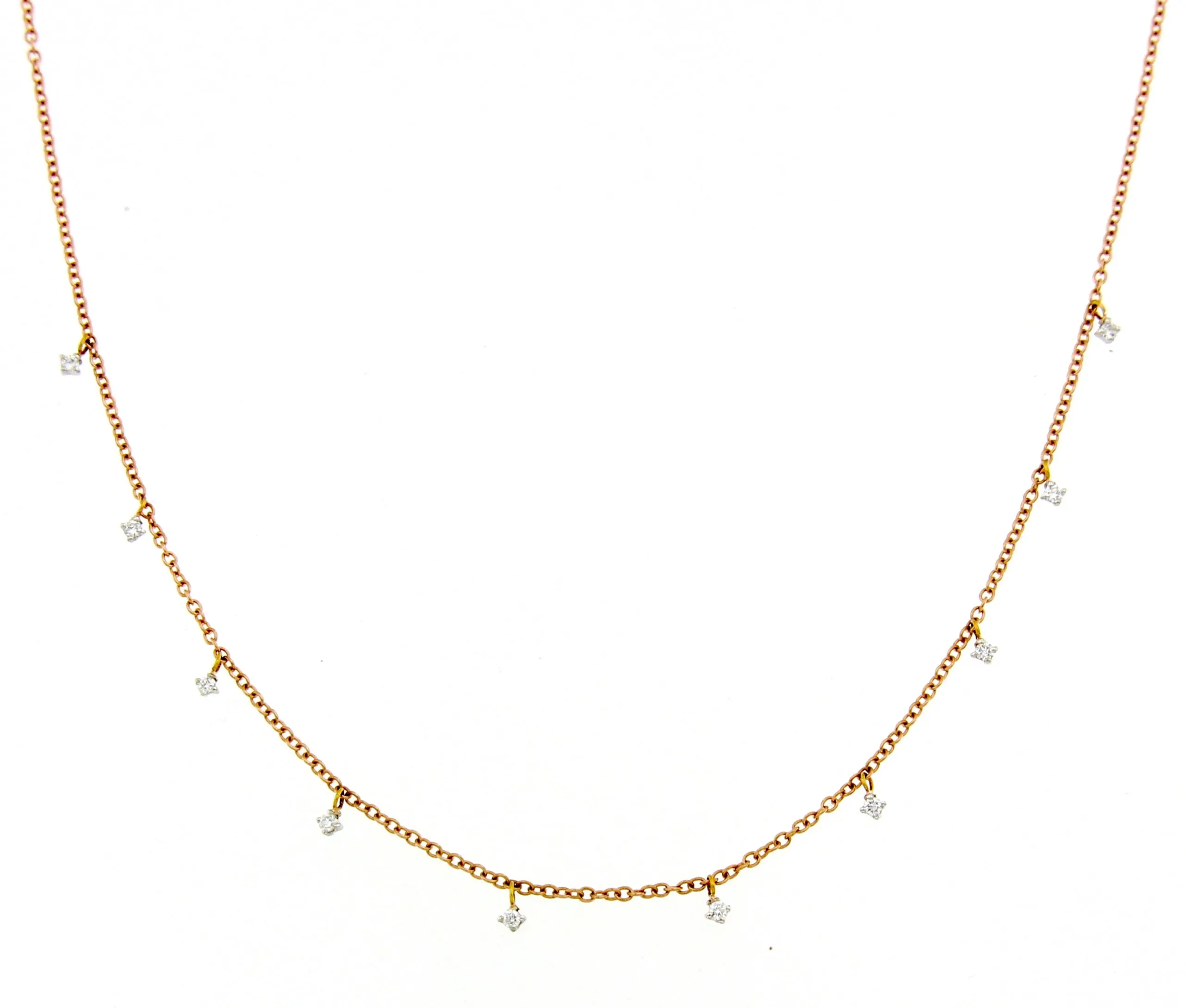 18K rose gold necklace with 10 diamonds