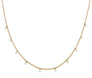 18K rose gold necklace with 10 diamonds