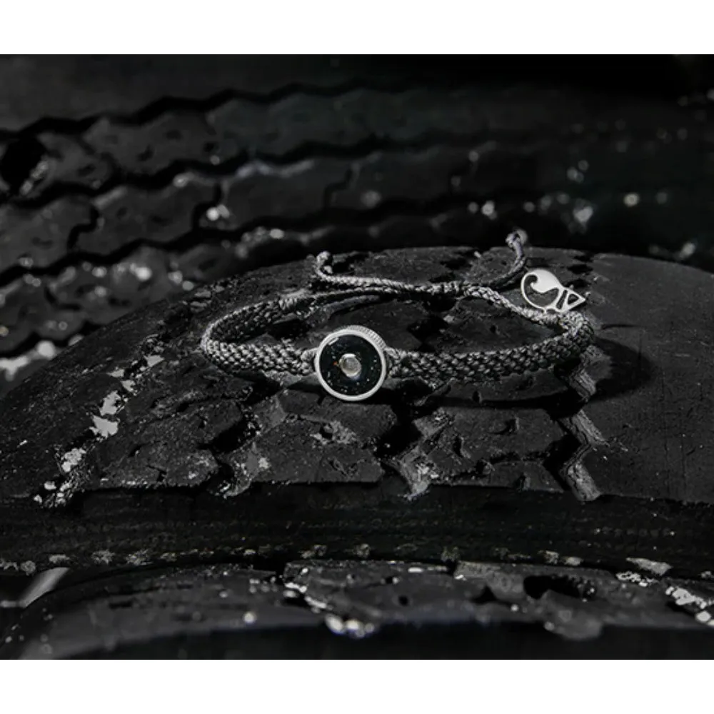 4Ocean Osborne Reef Black Braided Tire Crumb Bezel Bracelet