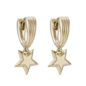 886 The Royal Mint - 886 Shooting Star Drop Huggie Hoop Earrings 9ct Yellow Gold