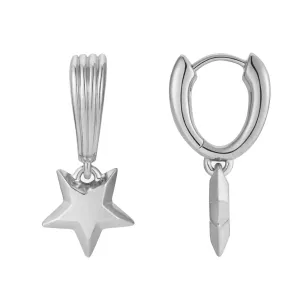 886 The Royal Mint - 886 Shooting Star Drop Huggie Hoop Earrings Sterling Silver