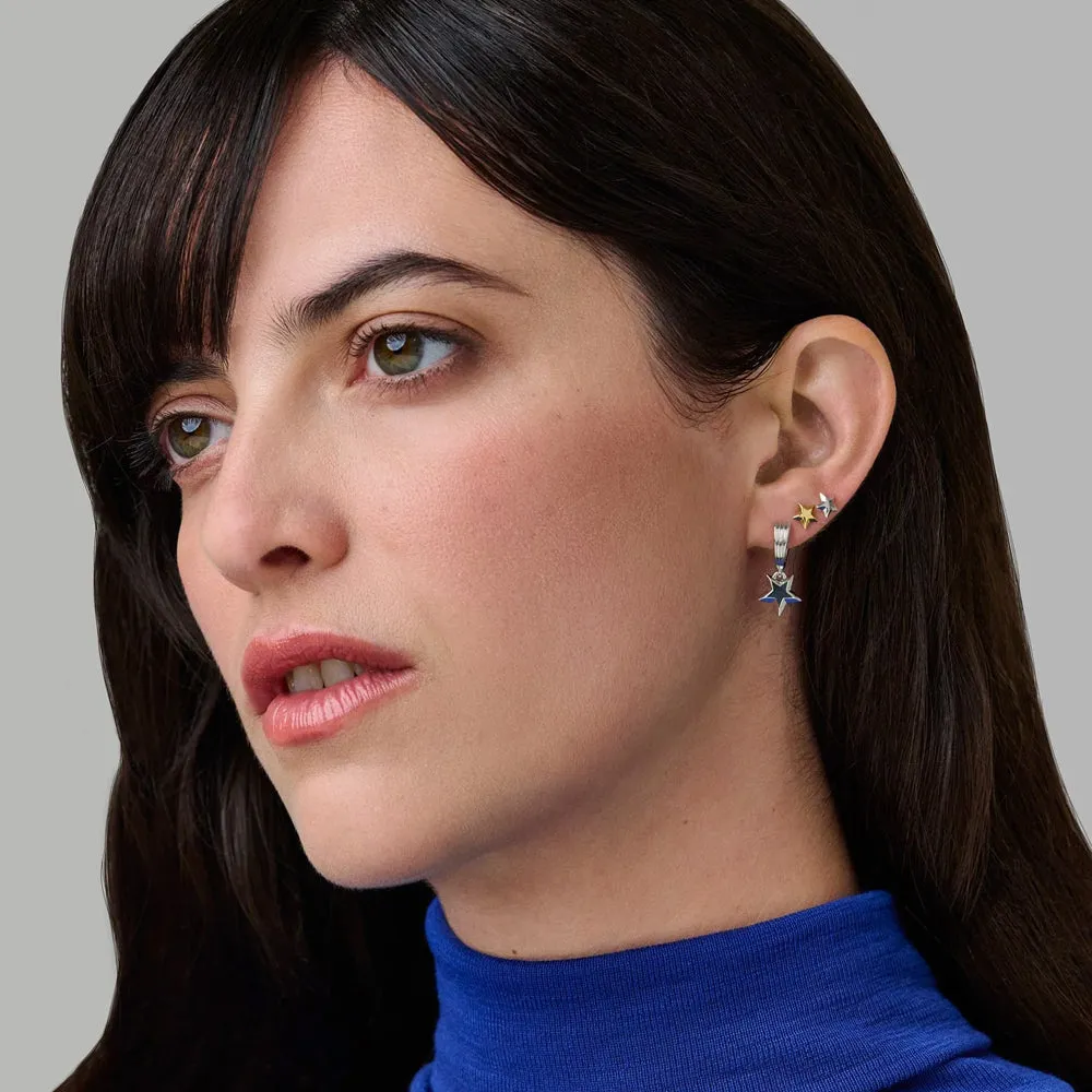 886 The Royal Mint - 886 Shooting Star Drop Huggie Hoop Earrings Sterling Silver