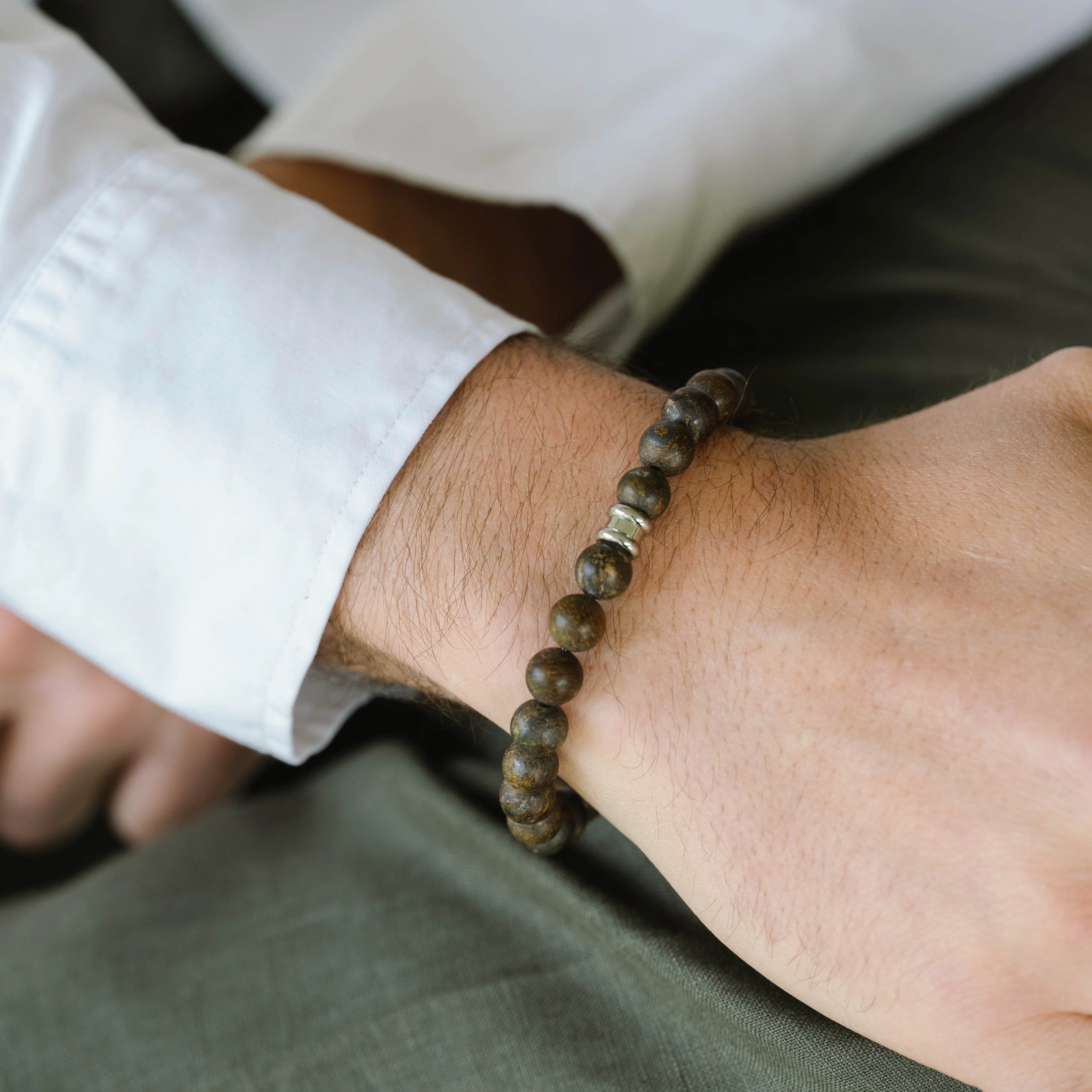 8mm Round Gemstone Bracelet Matt Bronzite SBB/011S