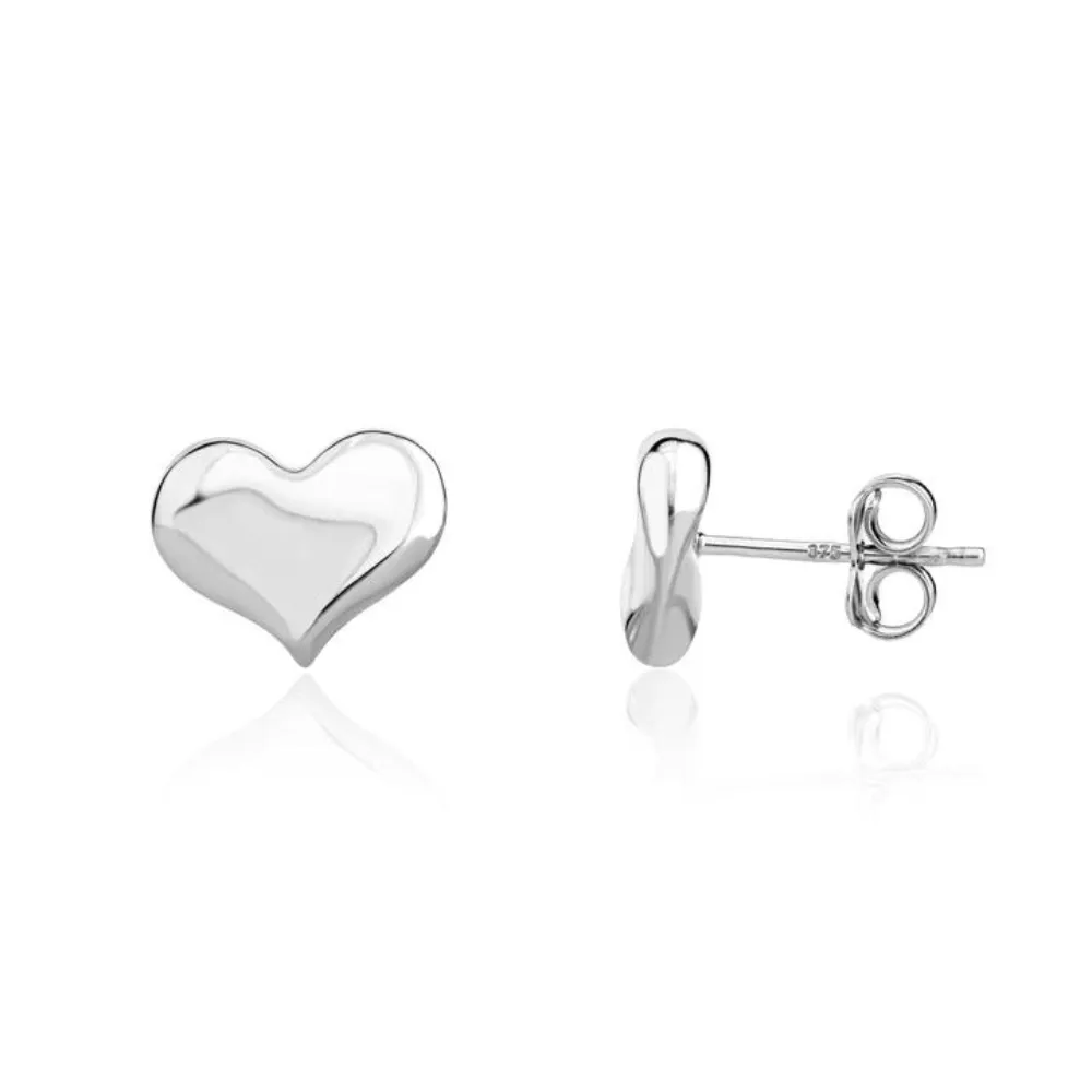 9ct Gold Curve Heart Stud Earrings