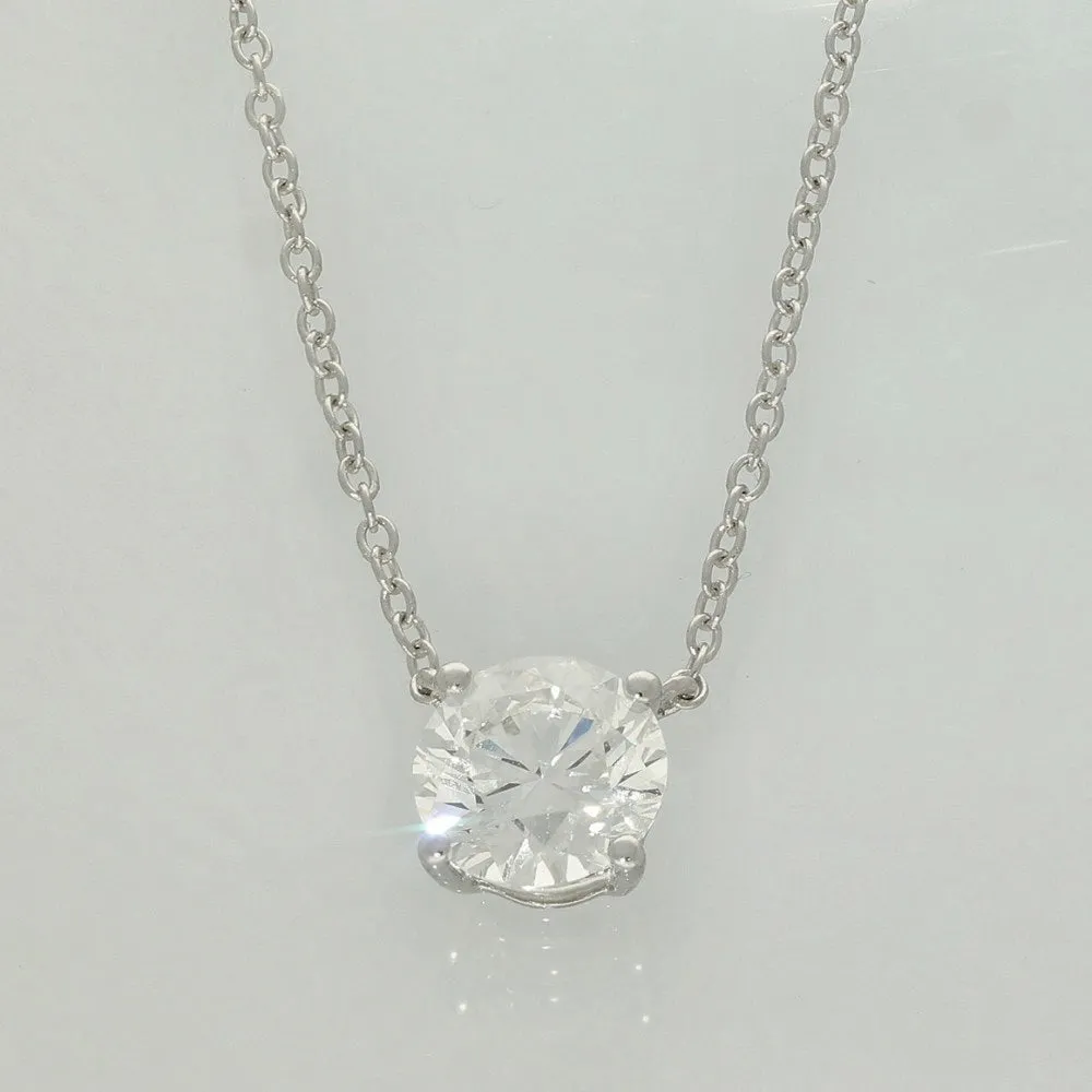 9ct White Gold 4-Claw Laboratory-Grown Diamond Solitaire Pendant Necklace - 1ct