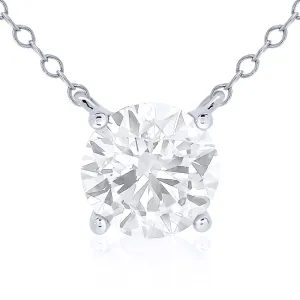 9ct White Gold 4-Claw Laboratory-Grown Diamond Solitaire Pendant Necklace - 1ct