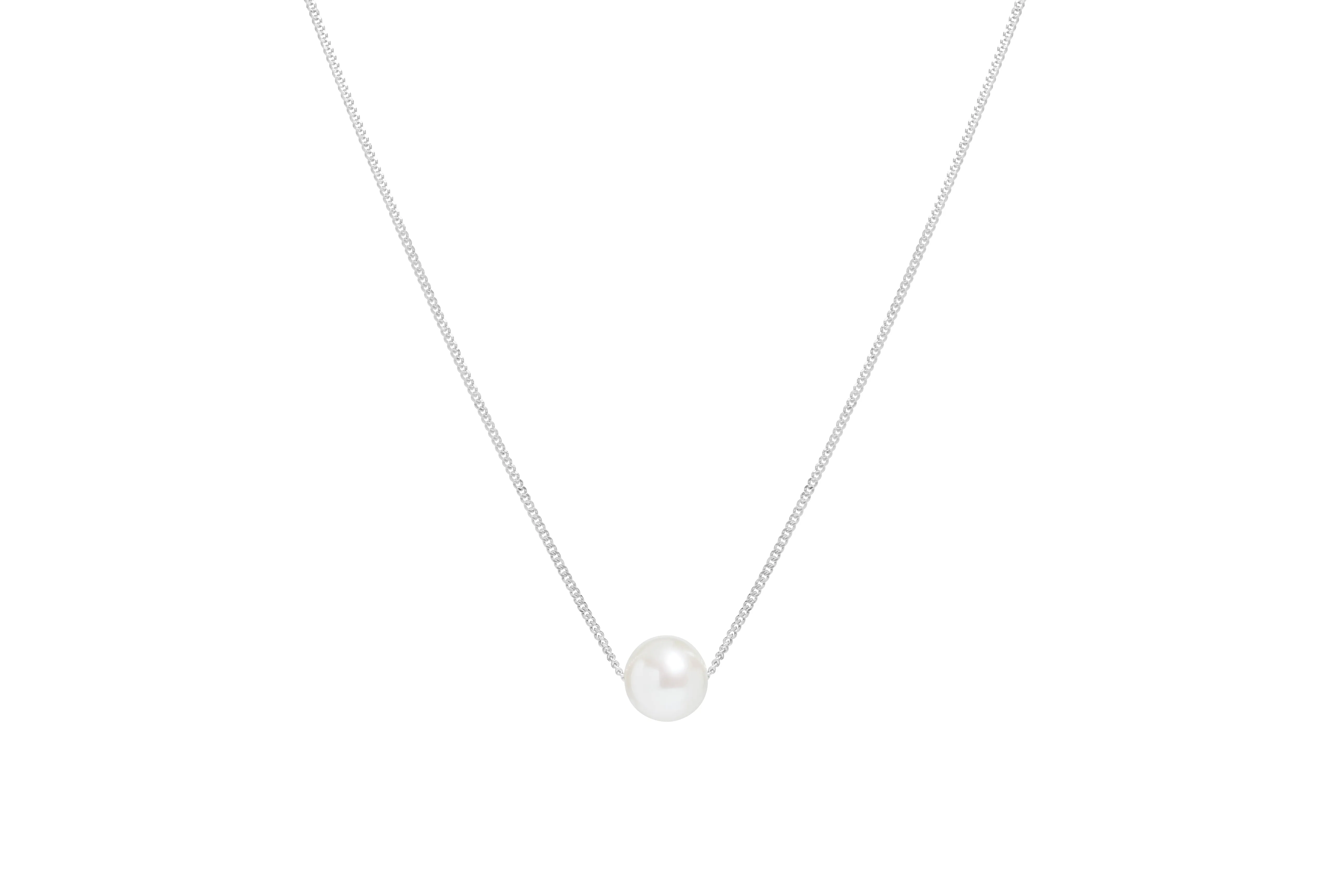 9ct White Gold 7mm Cultured Pearl Pendant on 18'' chain
