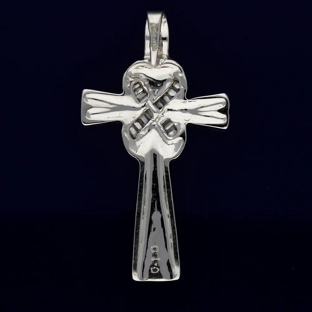 9ct White Gold Baguette Diamond Cross Pendant