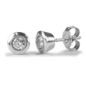 9ct White Gold Bezel Set Diamond Stud Earrings - 0.10ct