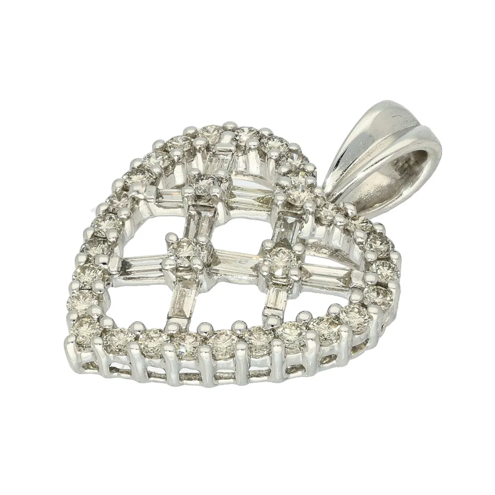 9ct White Gold Diamond Heart Pendant