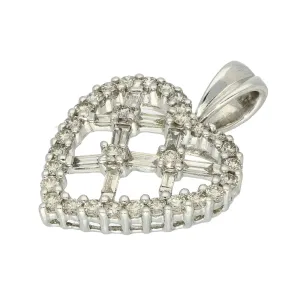 9ct White Gold Diamond Heart Pendant