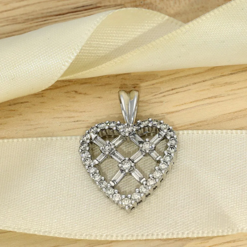 9ct White Gold Diamond Heart Pendant