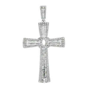 9ct White Gold Large Diamond Cross Pendant