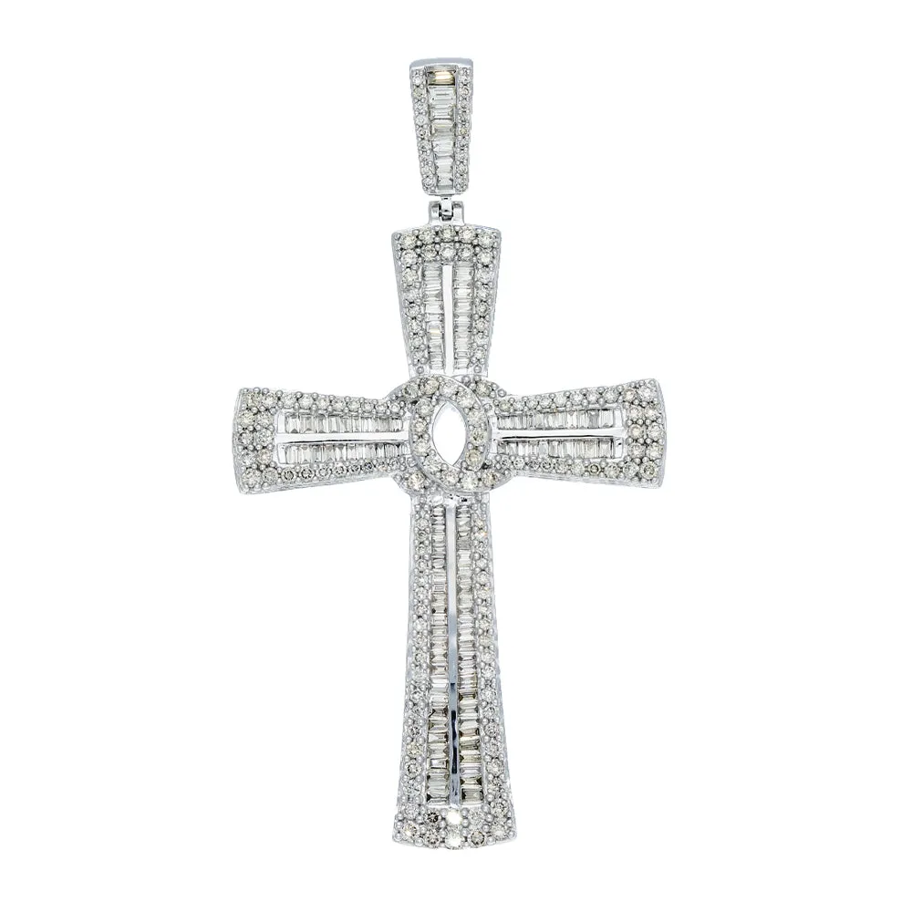 9ct White Gold Large Diamond Cross Pendant