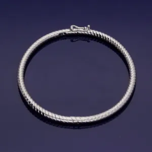9ct White Gold Twisted Hinged Bangle
