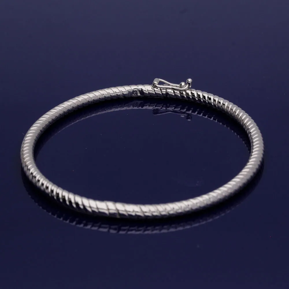 9ct White Gold Twisted Hinged Bangle