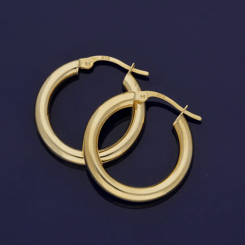 9ct Yellow Gold 15mm Hoop Earrings