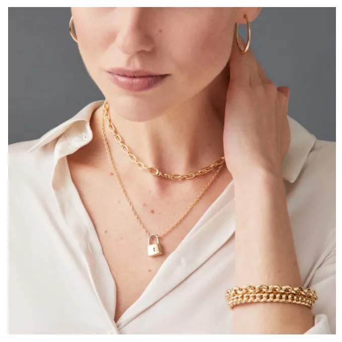 9ct Yellow Gold 18" Belcher Oval Link Chain Statement Necklace
