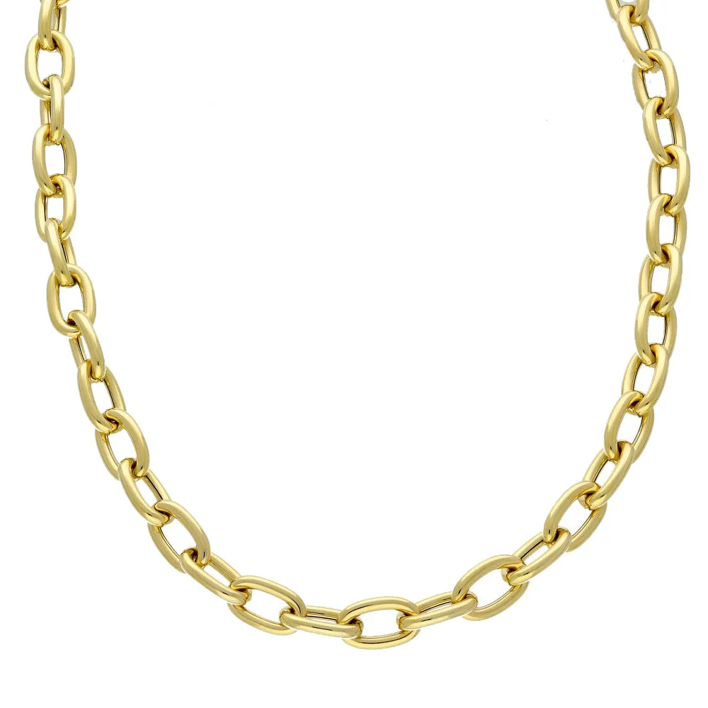 9ct Yellow Gold 18" Belcher Oval Link Chain Statement Necklace