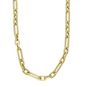 9ct Yellow Gold 18" Paperclip Figaro Link Chain Statement Necklace