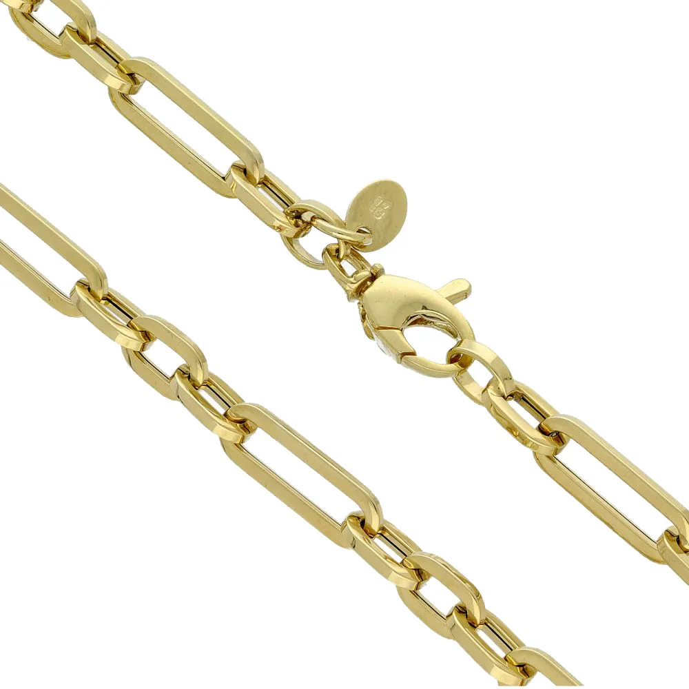 9ct Yellow Gold 18" Paperclip Figaro Link Chain Statement Necklace