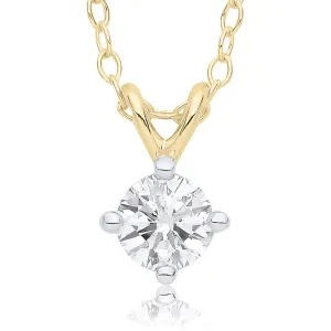 9ct Yellow Gold 4-Claw Laboratory-Grown Diamond Solitaire Pendant Necklace - 0.50ct
