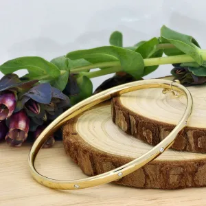 9ct Yellow Gold Diamond Dot Bangle Bracelet