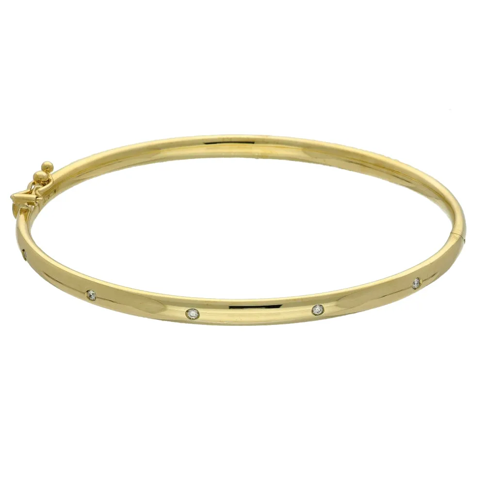 9ct Yellow Gold Diamond Dot Bangle Bracelet