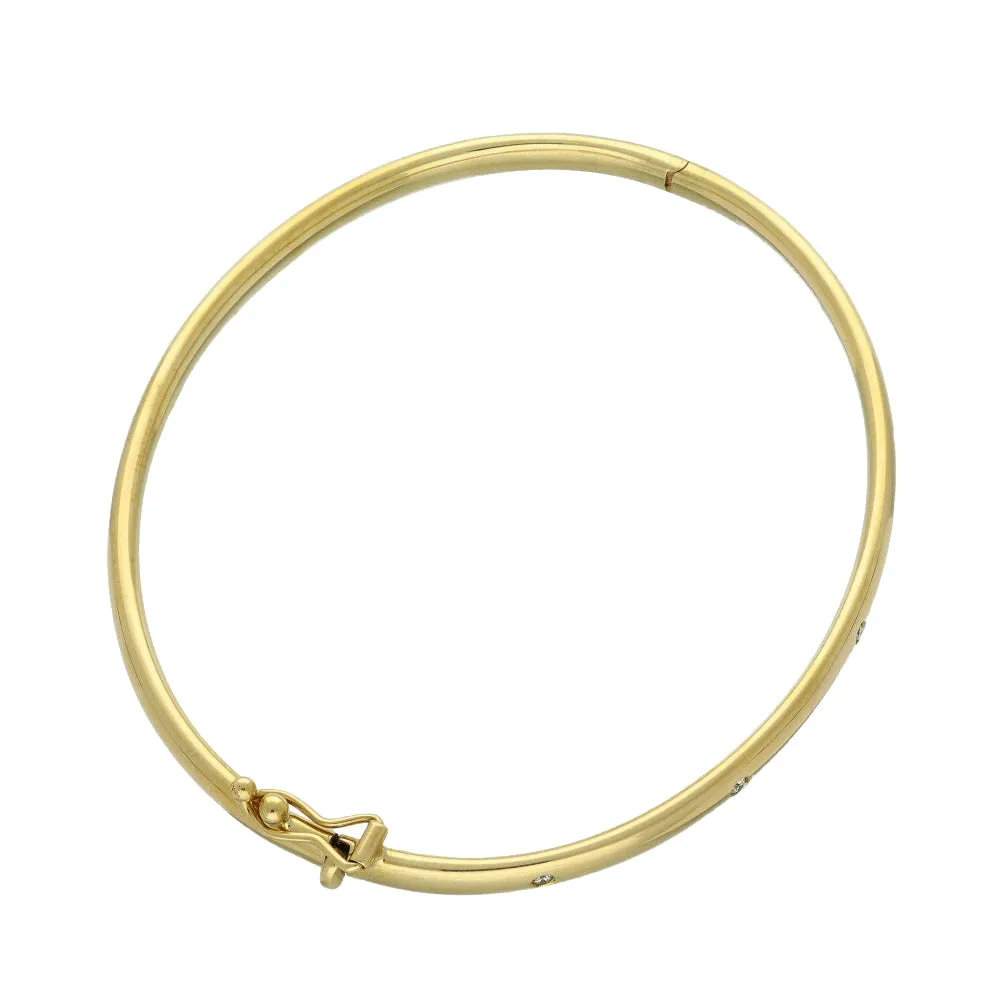 9ct Yellow Gold Diamond Dot Bangle Bracelet