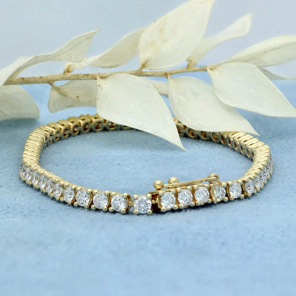 9ct Yellow Gold Laboratory-Grown Diamond Tennis Bracelet - 5.00ct