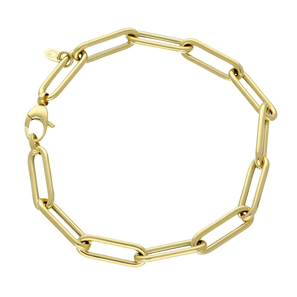 9ct Yellow Gold Paperclip Link Chain Bracelet