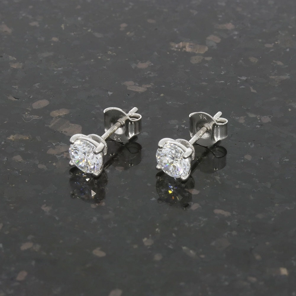 9ct White Gold 1.21cts Lab Created Brilliant Cut Diamond Solitaire Stud Earrings