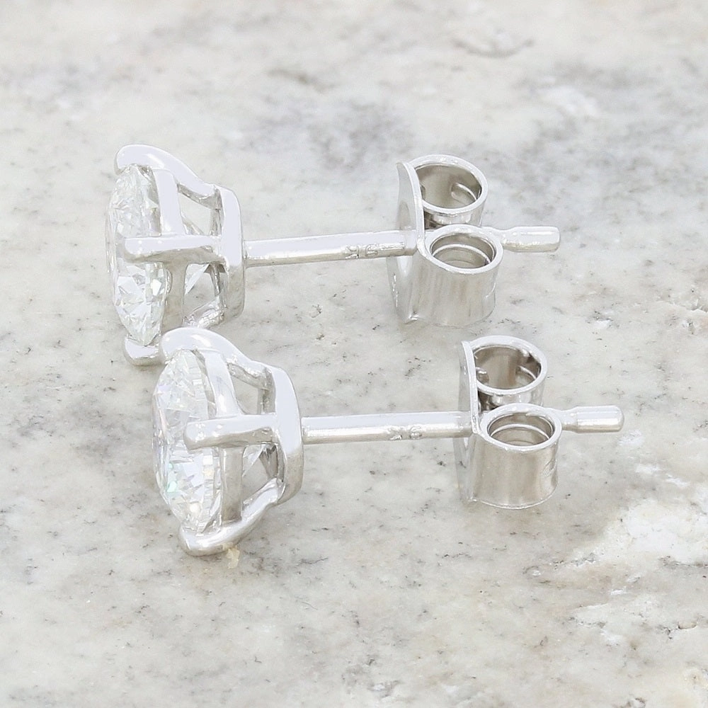 9ct White Gold 1.51cts Lab Created Brilliant Cut Diamond Solitaire Stud Earrings