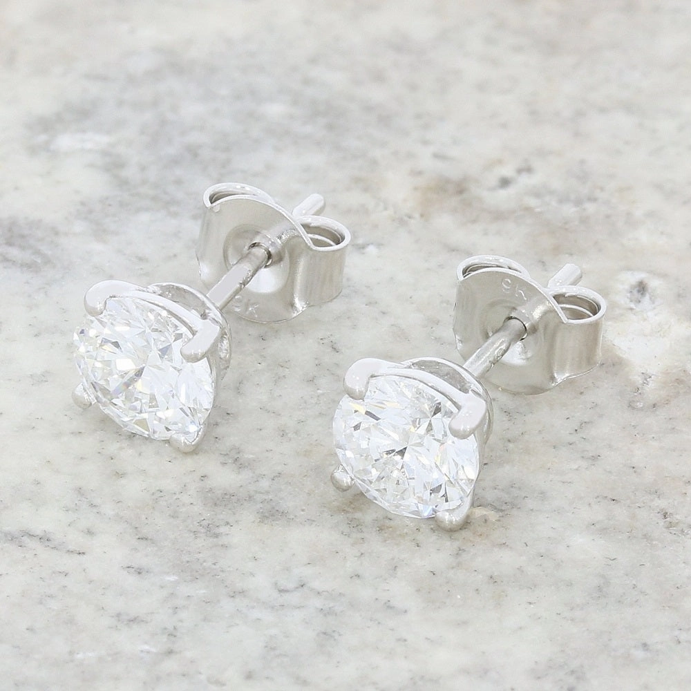 9ct White Gold 1.51cts Lab Created Brilliant Cut Diamond Solitaire Stud Earrings