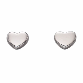 9ct White Gold Heart Stud Earrings GE2178