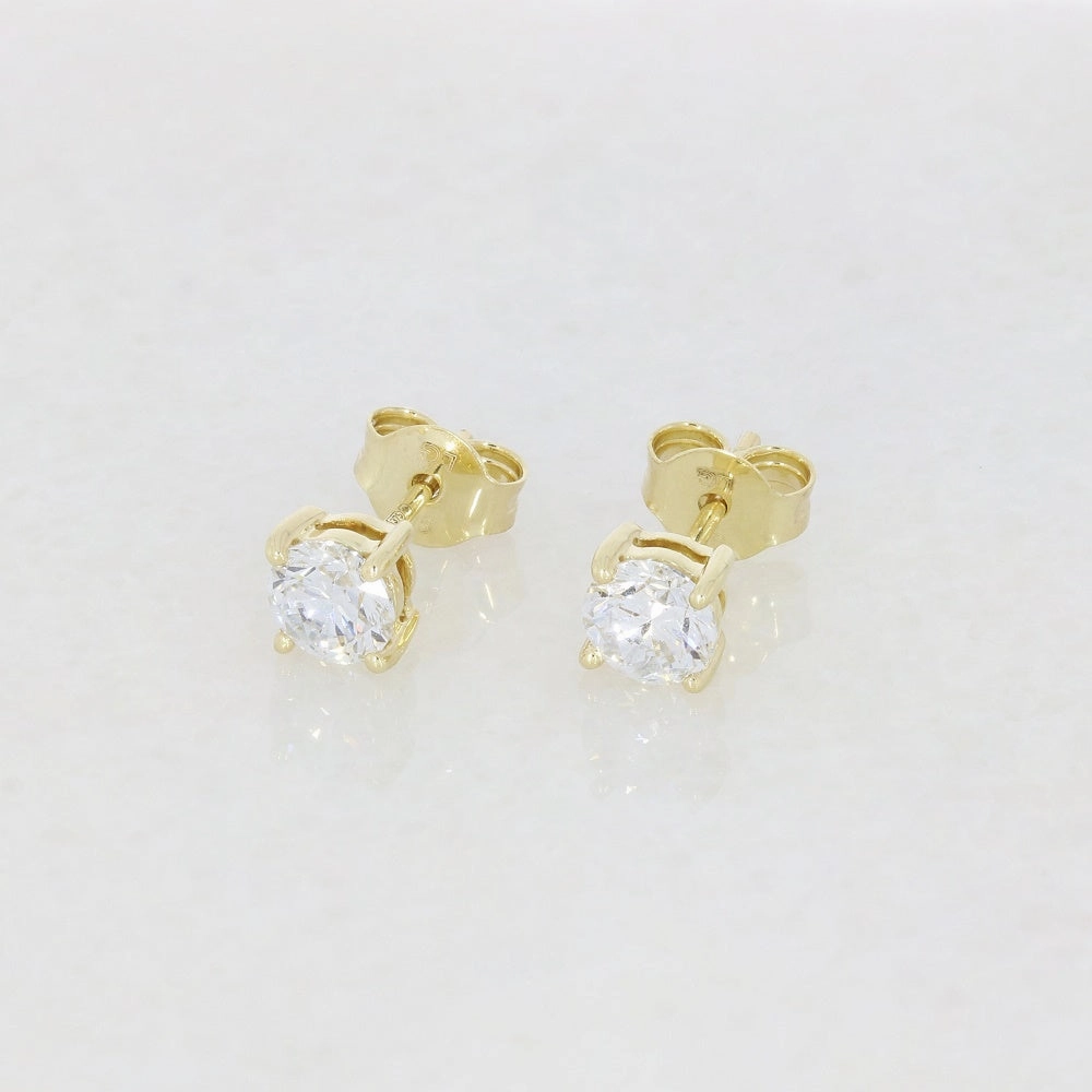 9ct Yellow Gold 1.05cts Lab Created Brilliant Cut Diamond Solitaire Stud Earrings